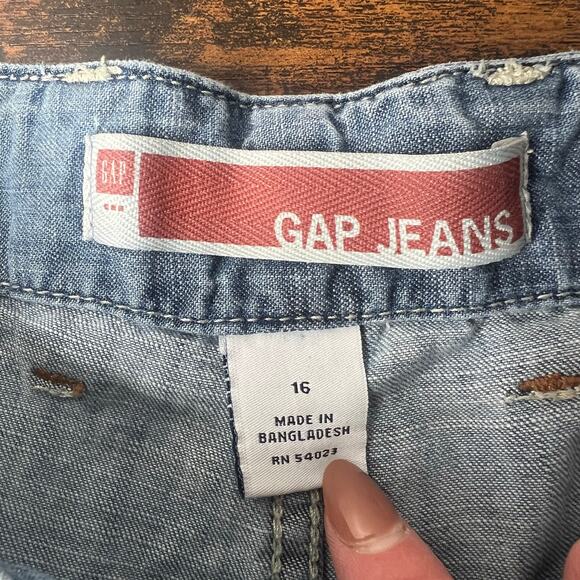 GAP Women's Drawstring Wide Leg Jeans Size 16 Blue Denim Casual Coastal Preppy - Picture 5 of 8